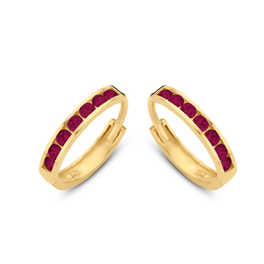 Klappcreolen 14 Zirkonia rot 11/1,8 mm Gold 585/000 - MeinSchmuckShop