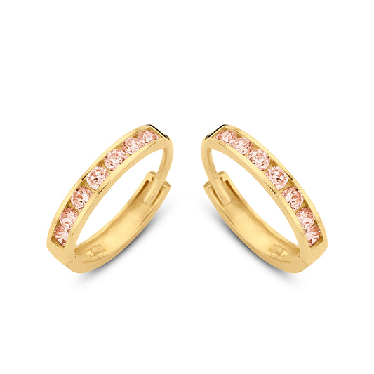 Klappcreolen 14 Zirkonia champagner 11/1,8 mm Gold 585/000 - MeinSchmuckShop