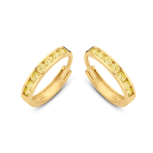 Klappcreolen 14 Zirkonia gelb 11/1,8 mm Gold 585/000 - MeinSchmuckShop