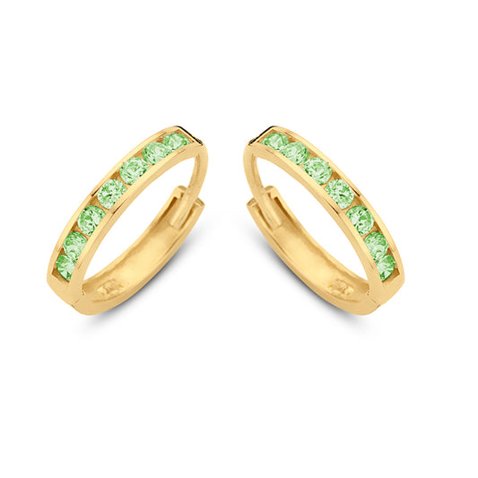 Klappcreolen 14 Zirkonia peridot 11/1,8 mm Gold 585/000 - MeinSchmuckShop
