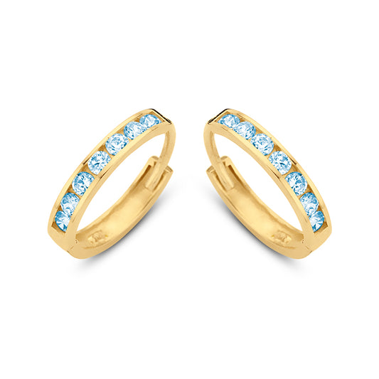 Klappcreolen 14 Zirkonia aqua 11/1,8 mm Gold 585/000 - MeinSchmuckShop