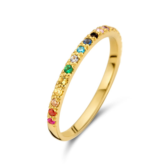 Damenring mit 24 bunten Zirkonia Gold 585/000 - MeinSchmuckShop