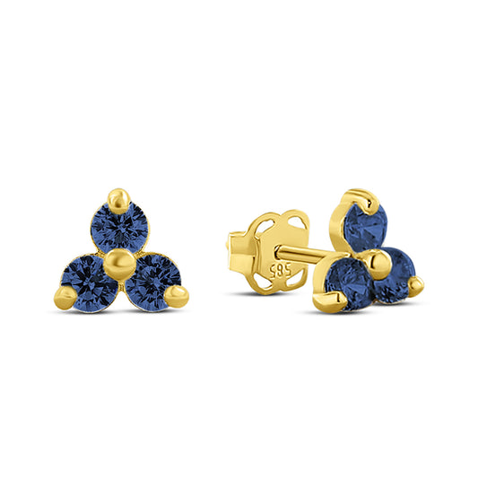 Ohrstecker mit 6 Zirkonia blau Gold 585/000 - MeinSchmuckShop
