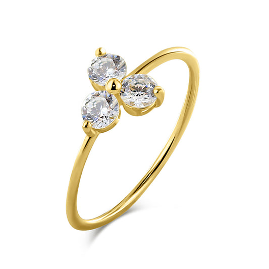 Damenring mit 3 Zirkonia Gold 585/000 - MeinSchmuckShop
