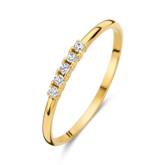 Damenring mit 5 Zirkonia Gold 585/000 - MeinSchmuckShop