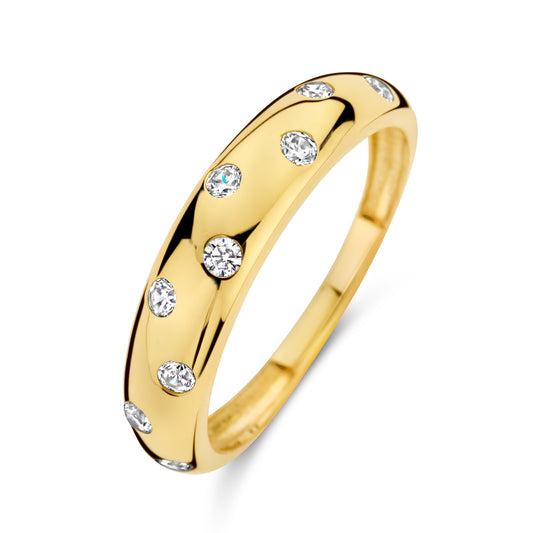 Damenring mit 10 Zirkonia Gold 585/000 - MeinSchmuckShop