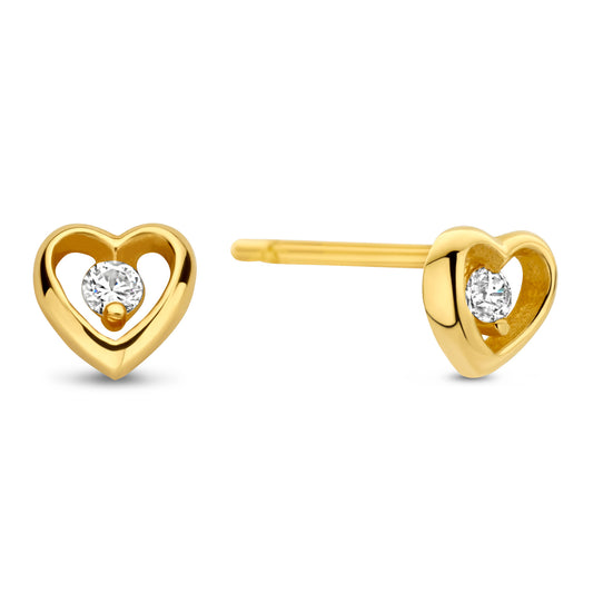 Ohrstecker Herz mit Zirkonia Gold 585/000