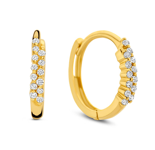 Klappcreolen mit 26 Zirkonia 12x2mm Gold 585/000