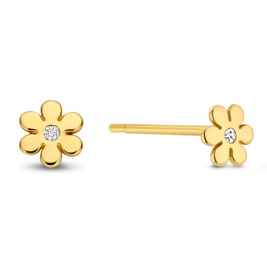 Ohrstecker Blume mit Zirkonia Gold 585/000