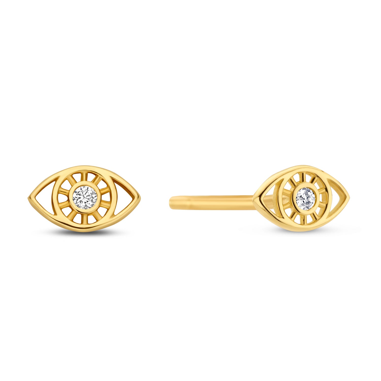 Ohrstecker Auge mit Zirkonia Gold 585/000 - MeinSchmuckShop