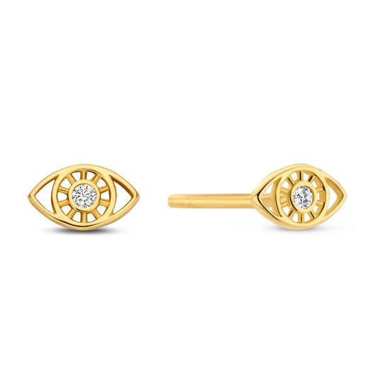Ohrstecker Auge mit Zirkonia Gold 585/000