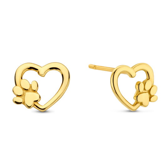 Ohrstecker Herz/Hundepfote Gold 585/000