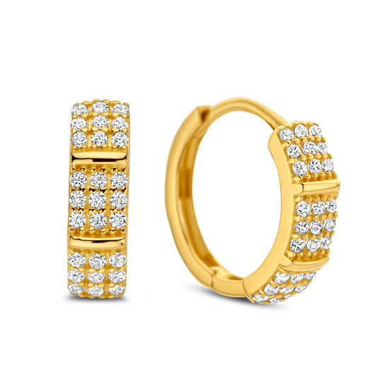 Klappcreolen 13/3.4mm mit 54 Zirkonia Gold 585/000 - MeinSchmuckShop