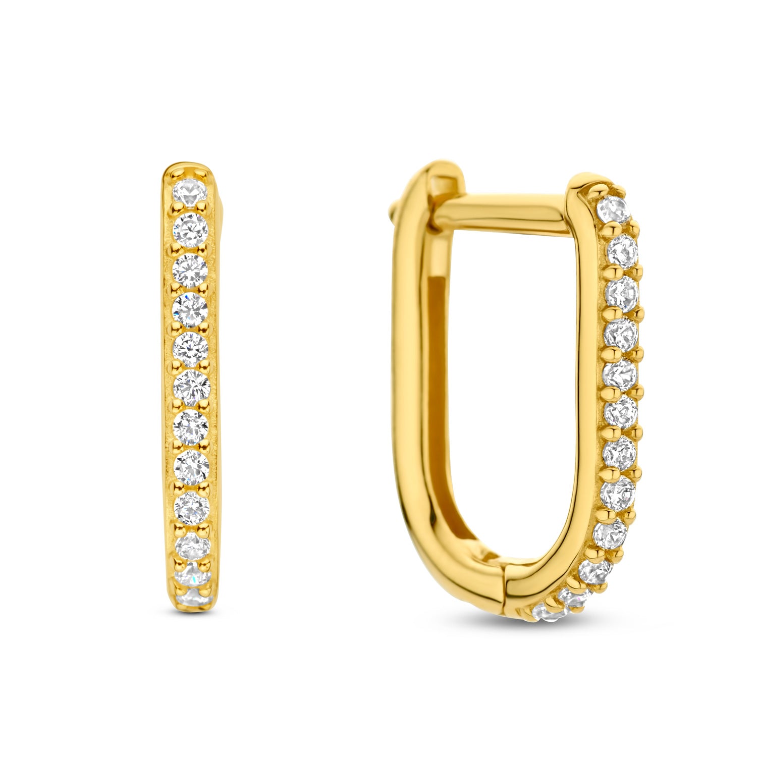 Klappcreolen 12x10x1.6mm mit 24 Zirkonia Gold 585/000 - MeinSchmuckShop