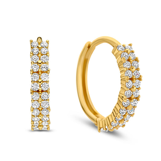 Klappcreolen 13/2.7mm mit 48 Zirkonia Gold 585/000 - MeinSchmuckShop