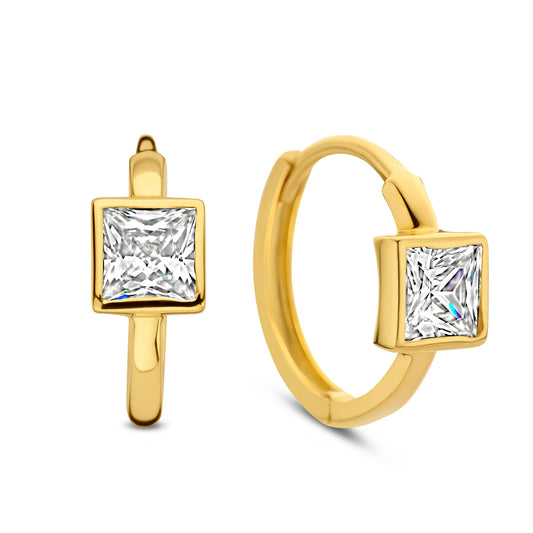 Klappcreolen Ø 12mm mit Zirkonia 4x4mm Gold 585/000
