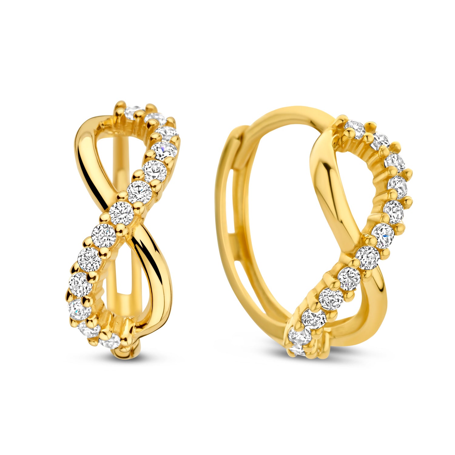 Klappcreolen Infinity Ø 12mm mit 26 Zirkonia Gold 585/000 - MeinSchmuckShop
