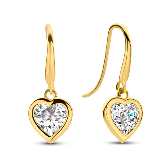 Ohrhänger Herz mit Zirkonia Gold 585/000 - MeinSchmuckShop