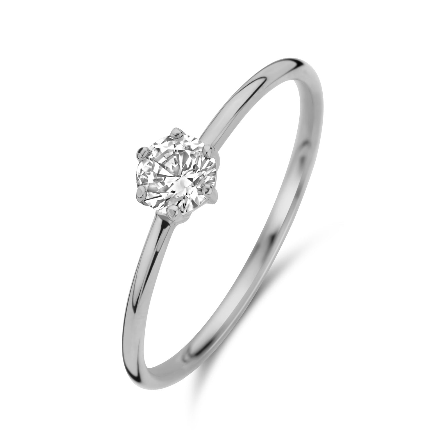 Damenring mit Zirkonia 4mm Weißgold 585/000 - MeinSchmuckShop