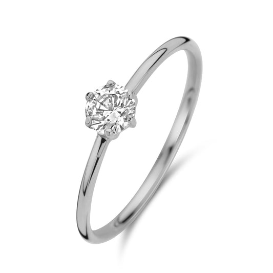 Damenring mit Zirkonia 4mm Weißgold 585/000 - MeinSchmuckShop