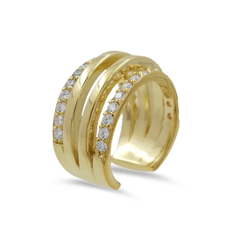 Ear Cuff mit 32 Zirkonia Silber 925/000 vergoldet - MeinSchmuckShop