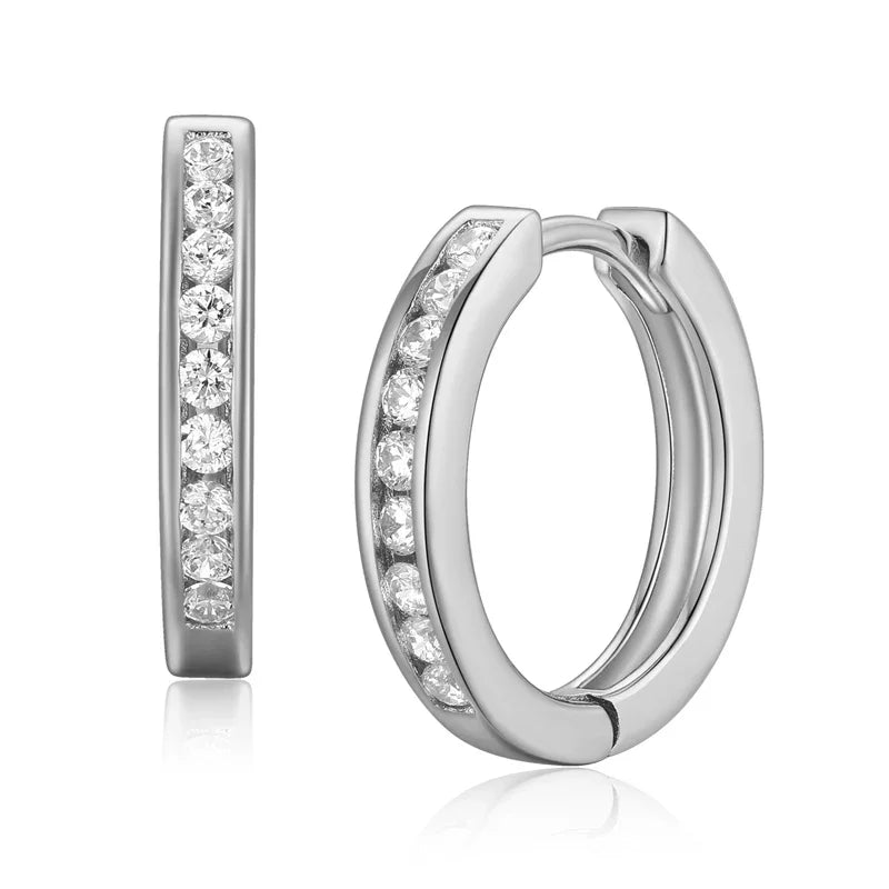 Klappcreolen mit 18 Zirkonia Silber 925/000 - MeinSchmuckShop