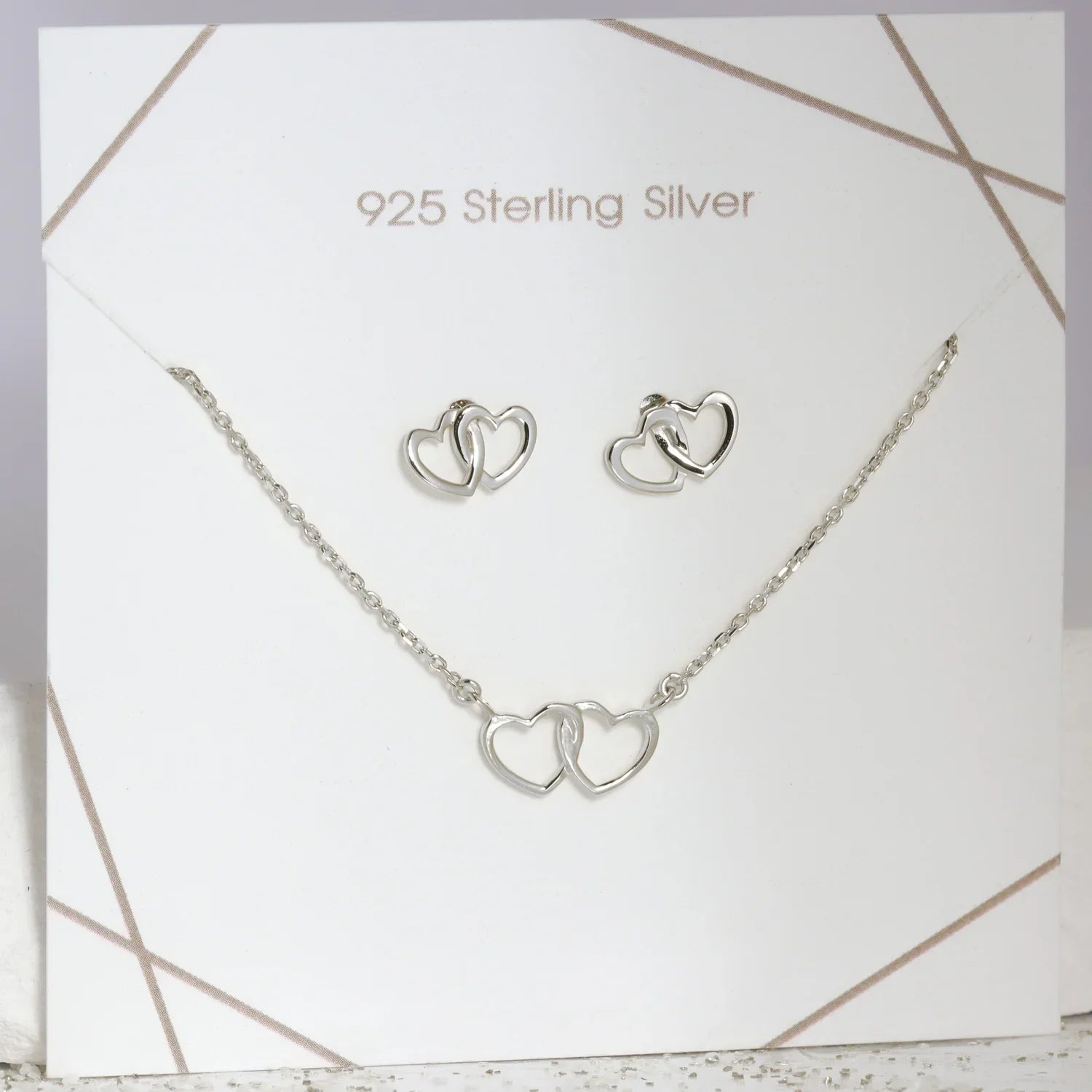 Set Collier & Ohrstecker Herz Silber 925/000 rhodiniert - MeinSchmuckShop