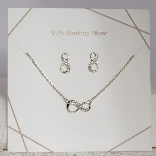 Set Collier & Ohrstecker Endless Silber 925/000 rhodiniert - MeinSchmuckShop