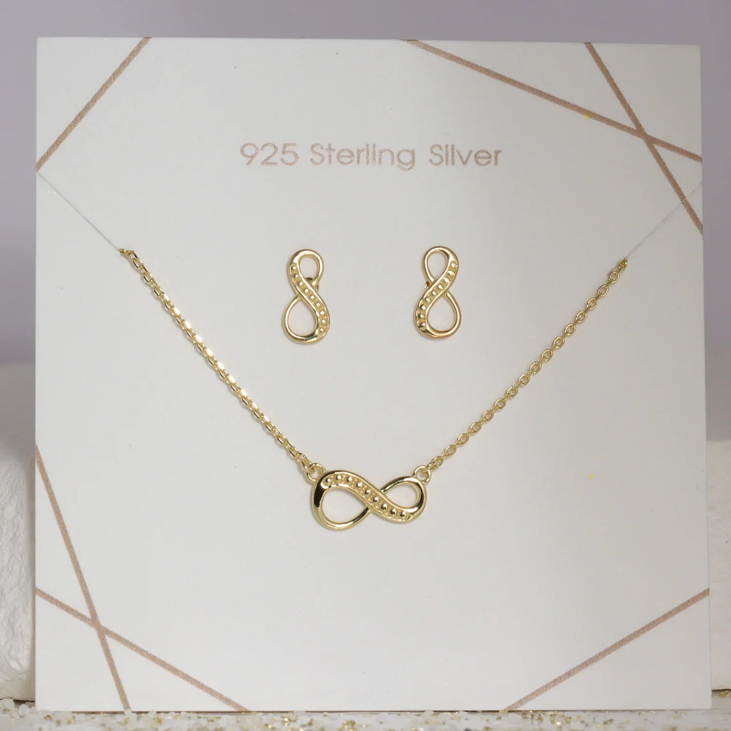 Set Collier & Ohrstecker Endless Silber 925/000 vergoldet - MeinSchmuckShop