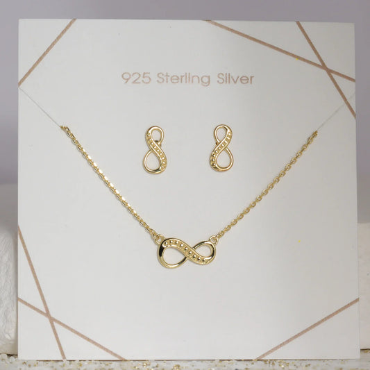 Set Collier & Ohrstecker Endless Silber 925/000 vergoldet - MeinSchmuckShop
