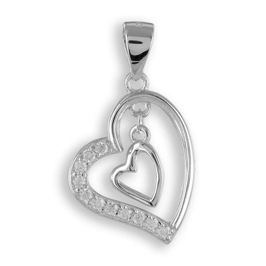 Anhänger Herz mit 11 Zirkonia Echt Silber 925/000 - MeinSchmuckShop