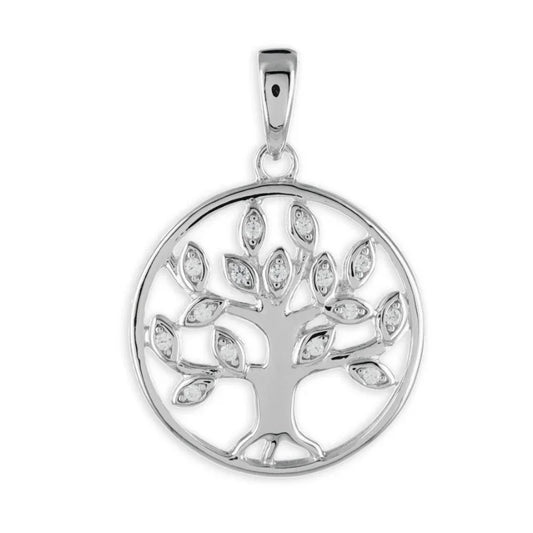 Anhänger Lebensbaum mit 15 Zirkonia Silber 925 - MeinSchmuckShop