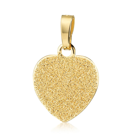 Anhänger Gravurplatte Herz mit Diamant Glitzer Silber 925/000 10 Milliemes vergoldet - MeinSchmuckShop
