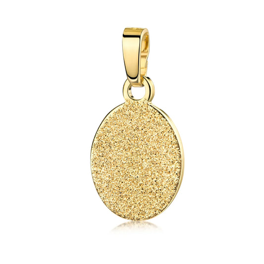 Anhänger / Collier ovale Gravurplatte 8 x 10mm mit Diamant Glitzer Silber 925/000 10 Milliemes vergoldet - MeinSchmuckShop