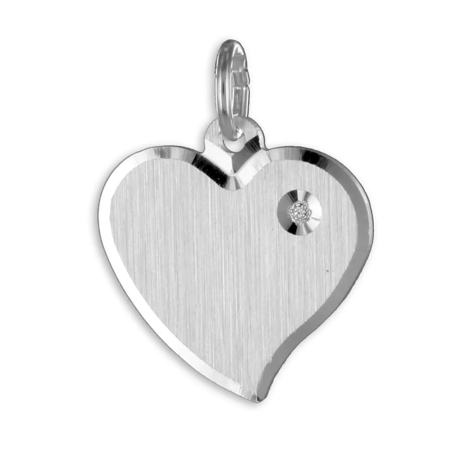 Gravurplatte Herz mit Zirkonia - Silber 925/000 - MeinSchmuckShop