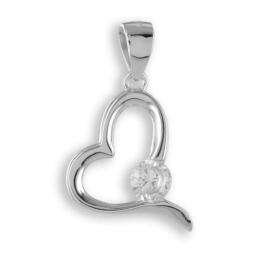 Anhänger Herz mit Zirkonia Echt Silber 925/000 - MeinSchmuckShop