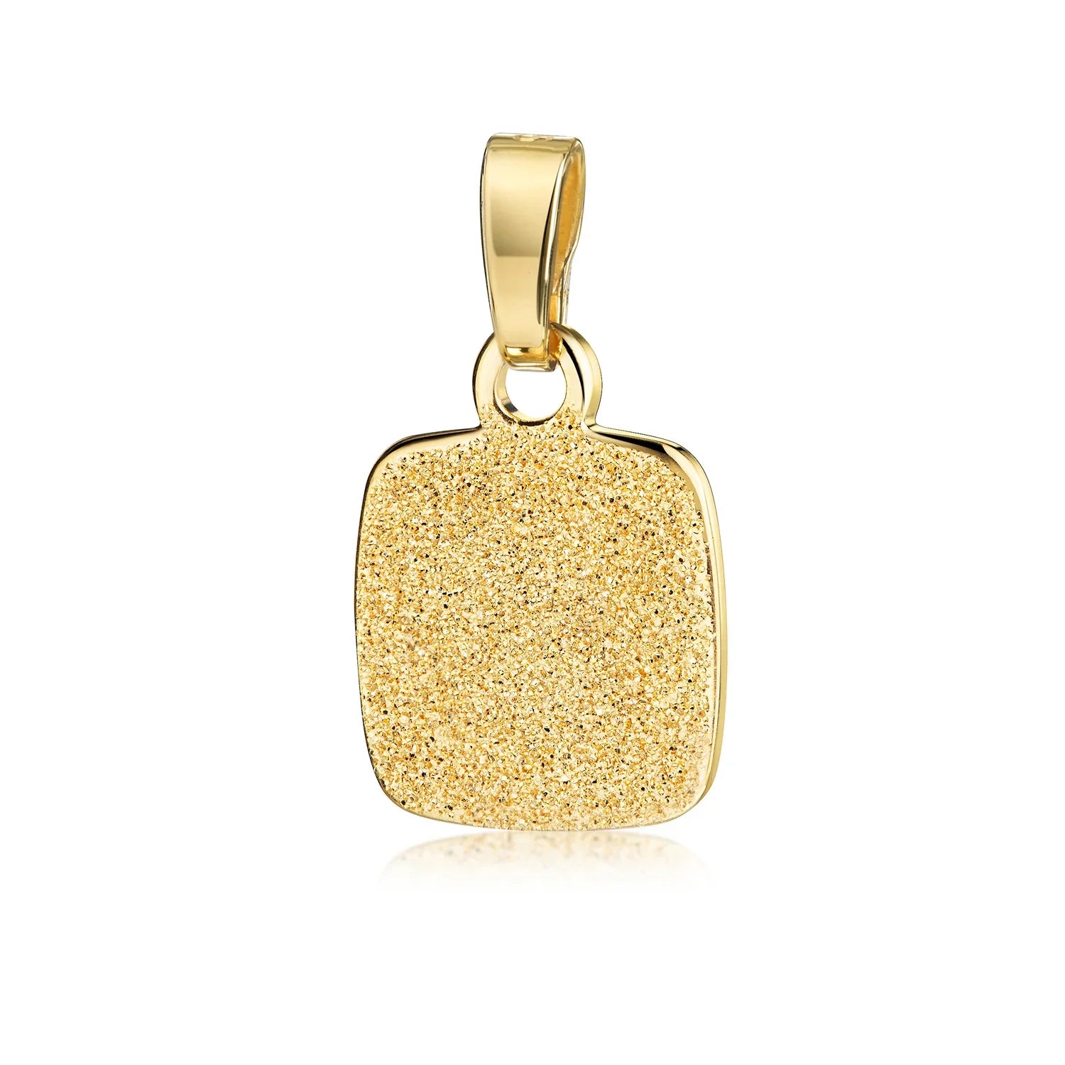 Anhänger / Collier Gravurplatte 10x10mm mit Diamant Glitzer Silber 925/000 10 Milliemes vergoldet - MeinSchmuckShop