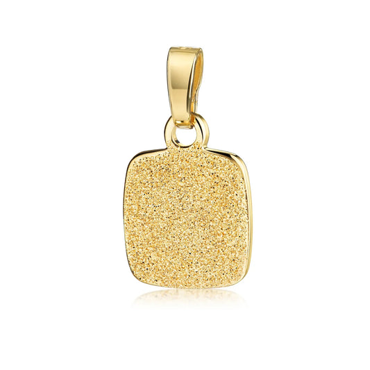 Anhänger / Collier Gravurplatte 10x10mm mit Diamant Glitzer Silber 925/000 10 Milliemes vergoldet - MeinSchmuckShop