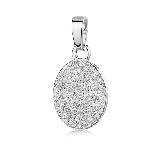 Anhänger / Collier ovale Gravurplatte 8 x 10mm mit Diamant Glitzer Silber 925/000 - MeinSchmuckShop