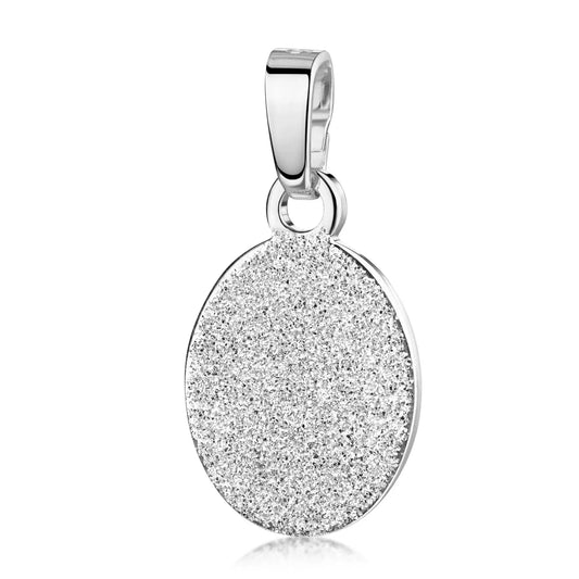 Anhänger / Collier ovale Gravurplatte 10x12mm mit Diamant Glitzer Silber 925/000 - MeinSchmuckShop