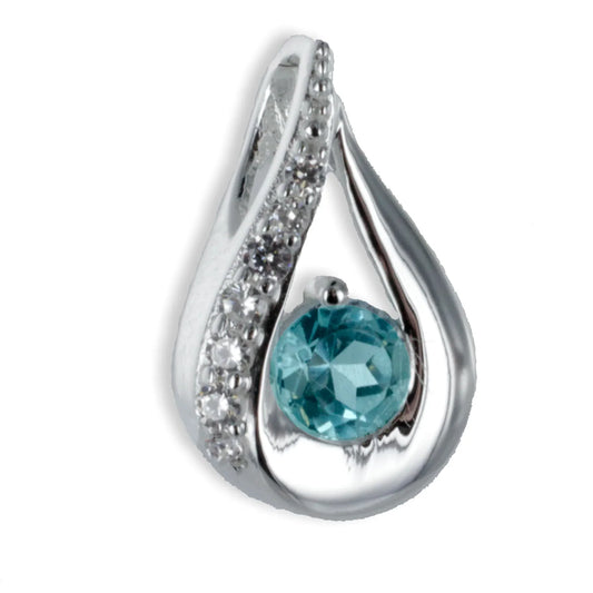 Anhänger mit Blautopas und 7 Zirkonia - Silber 925/000 - MeinSchmuckShop