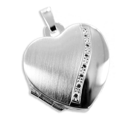 Medaillon Herz teilmatt - Silber 925/000 - MeinSchmuckShop