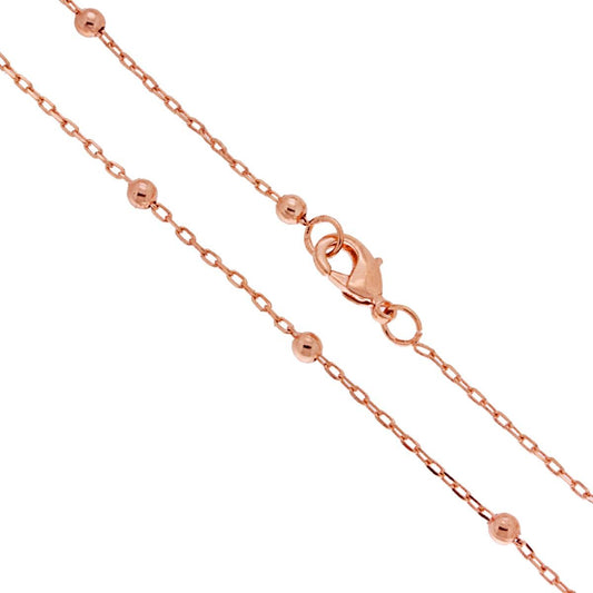 Verlängerte Forzatina-Kette, Querschnitt 1 mm, Länge 80+10 cm, und Kugeln 3,5 mm, Bronze, rosa galvanisch. - MeinSchmuckShop