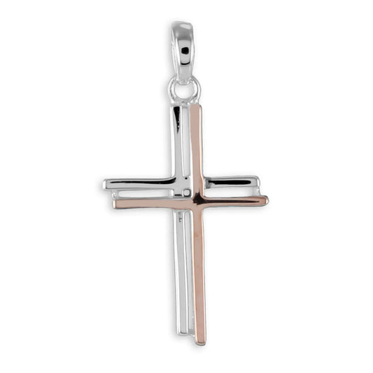 Kreuzanhänger 2-farbig - Silber 925/000 - MeinSchmuckShop