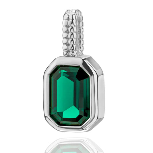 Anhänger Octagon mit Zirkonia grün Silber 925/000 rhodiniert - MeinSchmuckShop