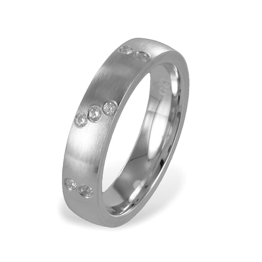 Trau- Verlobungsring mit 7 Zirkonia Silber 925/000