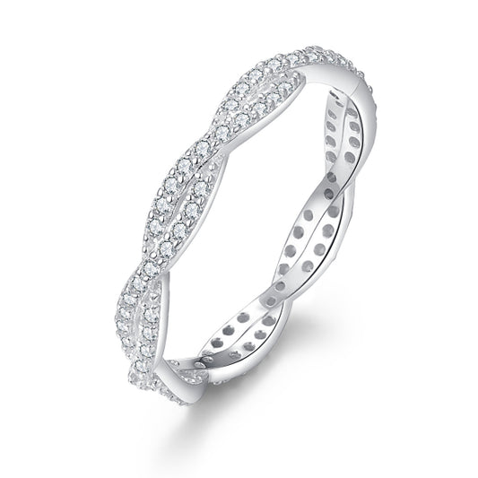 Damenring twisted mit 80 Zirkonia Silber 925/000 - MeinSchmuckShop