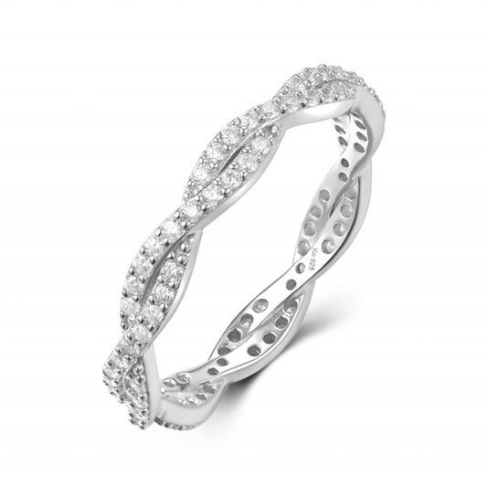 Damenring twisted mit 84 Zirkonia Silber 925/000 rhodiniert - MeinSchmuckShop