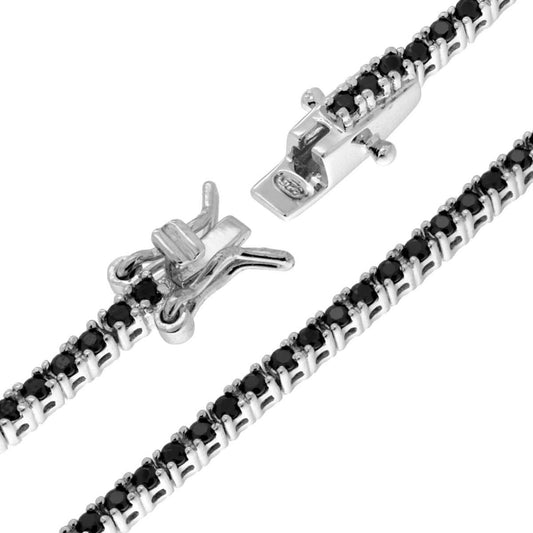 Tennisarmband Griffe 18 cm mit Zironen 1,5 mm, Neri, Silber 925, galvanische Rhodium-Beschichtung - MeinSchmuckShop