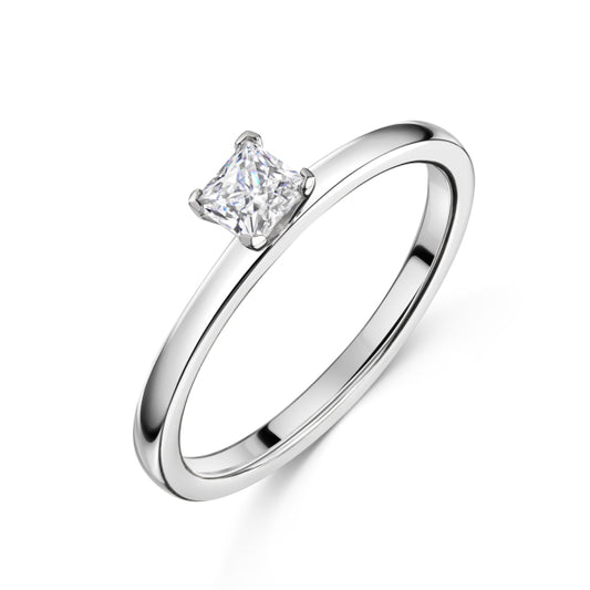 Damenring mit Zirkonia 4x4mm Silber 925/000 rhodiniert - MeinSchmuckShop